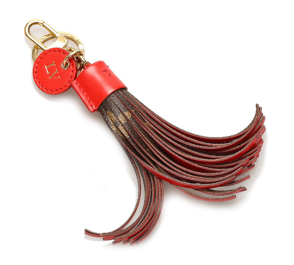ルイ ヴィトン モノグラム ブラウン レッド レザー キーホルダー ユニセックス LOUIS VUITTON 中古