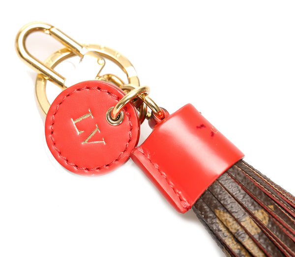 ルイ ヴィトン モノグラム ブラウン レッド レザー キーホルダー ユニセックス LOUIS VUITTON 中古