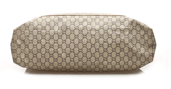 グッチ GGプラス シェリー ベージュ ブラウン グリーン レッド PVC トートバッグ ユニセックス GUCCI 中古