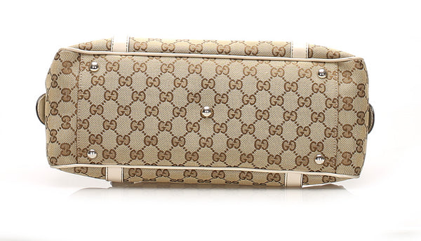 グッチ GGキャンバス ミスGG 232958 ベージュ アイボリー キャンバス レザー ボストンバッグ レディース GUCCI 中古