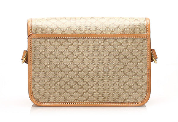 セリーヌ マカダム ベージュ PVC レザー 斜め掛け ショルダーバッグ レディース CELINE 中古