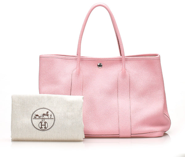 エルメス ガーデンパーティ36 ピンク レザー トートバッグ レディース HERMES □R印刻（2014年製）刻印 中古