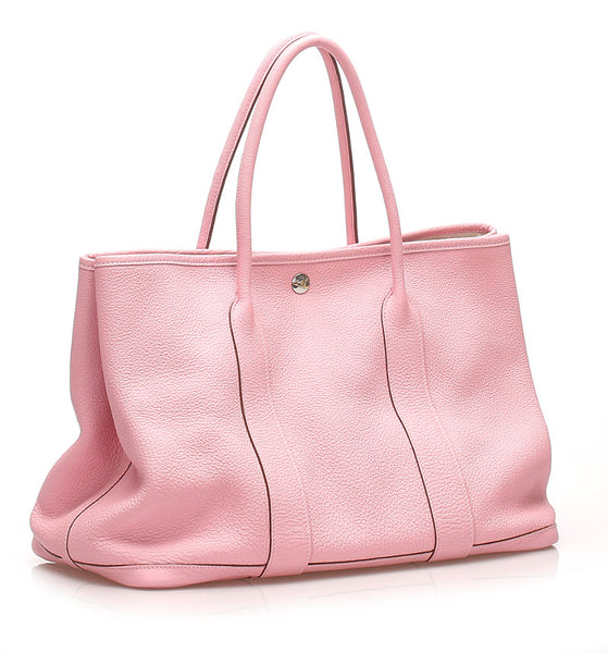 エルメス ガーデンパーティ36 ピンク レザー トートバッグ レディース HERMES □R印刻（2014年製）刻印 中古