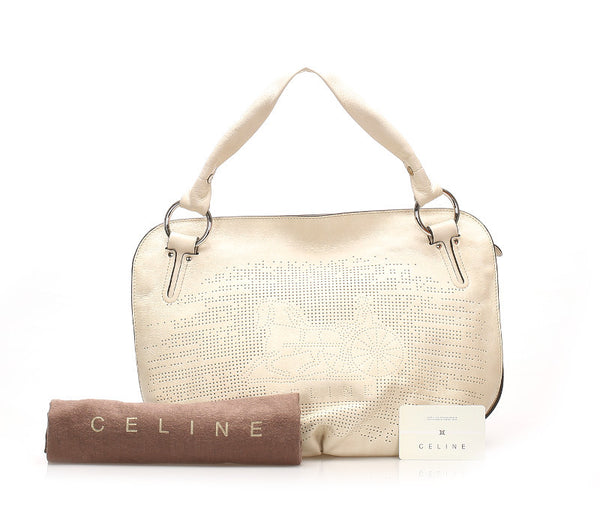 セリーヌ ホワイト レザー ハンドバッグ レディース CELINE 中古