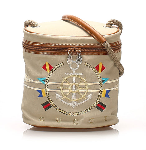 グッチ 001・58・1108 ベージュ キャンバス 肩掛け ショルダーバッグ レディース GUCCI 中古