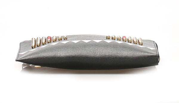 フェンディ モンスター 8M0363-5QB ブラック レザー クラッチバッグ ユニセックス FENDI 中古