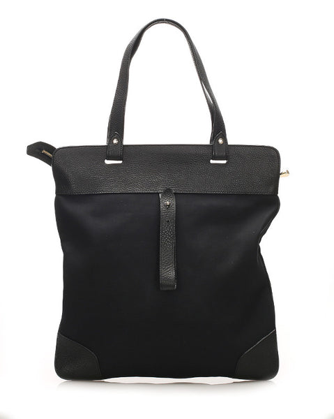 バーバリー ブラック ナイロン レザー トートバッグ レディース BURBERRY 中古
