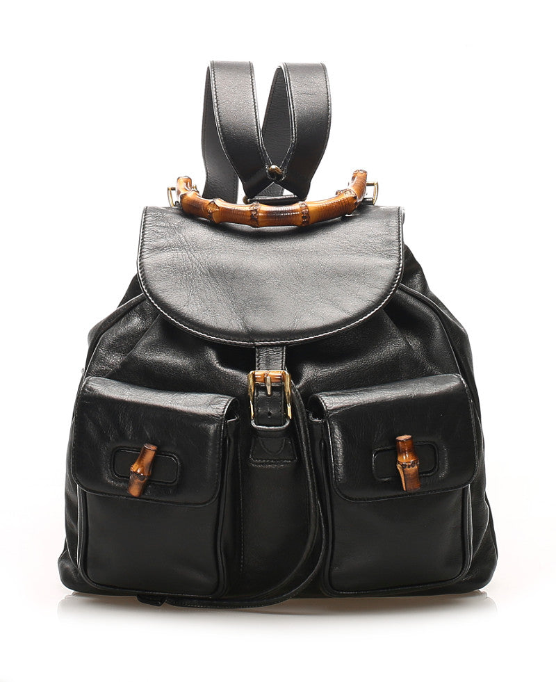 グッチ バンブー 003 2058 0016 ブラック レザー リュック バックパック レディース GUCCI 中古