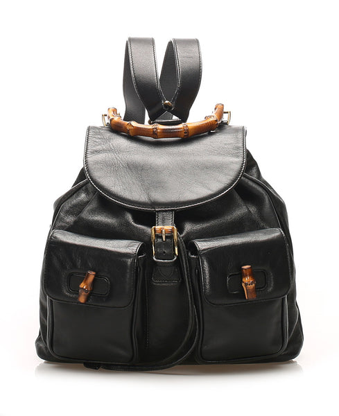 グッチ バンブー 003 2058 0016 ブラック レザー リュック バックパック レディース GUCCI 中古