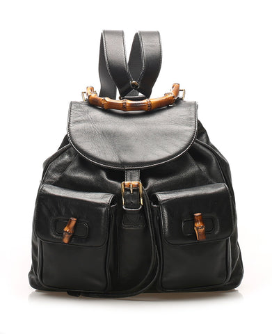グッチ バンブー 003 2058 0016 ブラック レザー リュック バックパック レディース GUCCI 中古