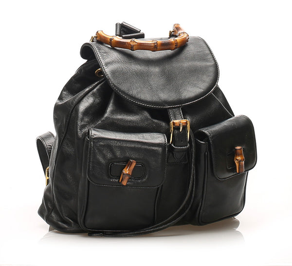グッチ バンブー 003 2058 0016 ブラック レザー リュック バックパック レディース GUCCI 中古
