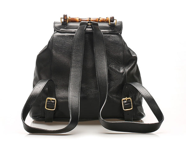 グッチ バンブー 003 2058 0016 ブラック レザー リュック バックパック レディース GUCCI 中古