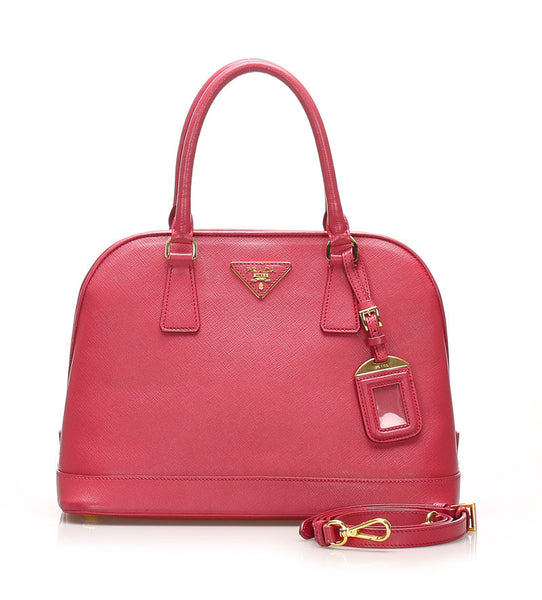 プラダ ピンク レザー サファリアーノ ハンドバッグ レディース PRADA 中古