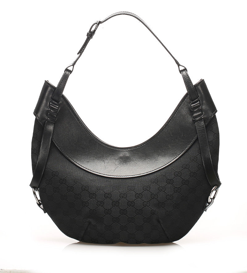 グッチ GGキャンバス 106250 ブラック 黒 キャンバス レザー ハンドバッグ レディース GUCCI 中古