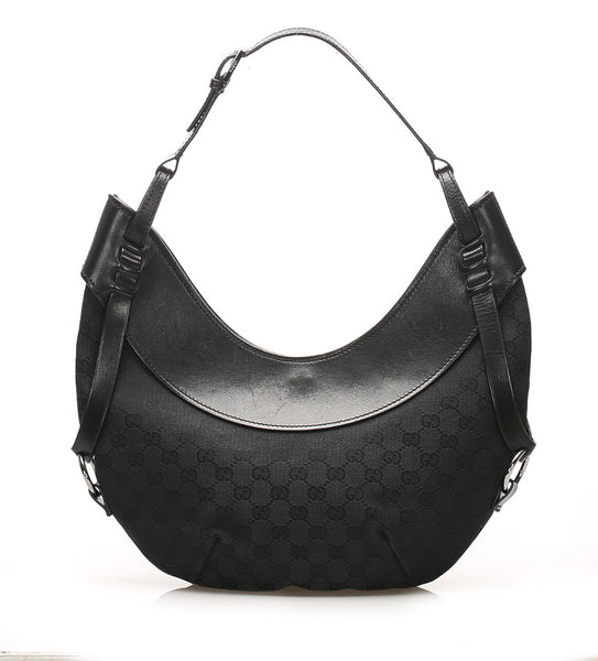 グッチ GGキャンバス 106250 ブラック 黒 キャンバス レザー ハンドバッグ レディース GUCCI 中古