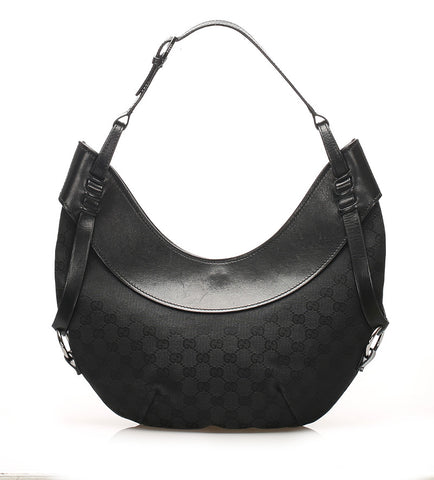 グッチ GGキャンバス 106250 ブラック 黒 キャンバス レザー ハンドバッグ レディース GUCCI 中古