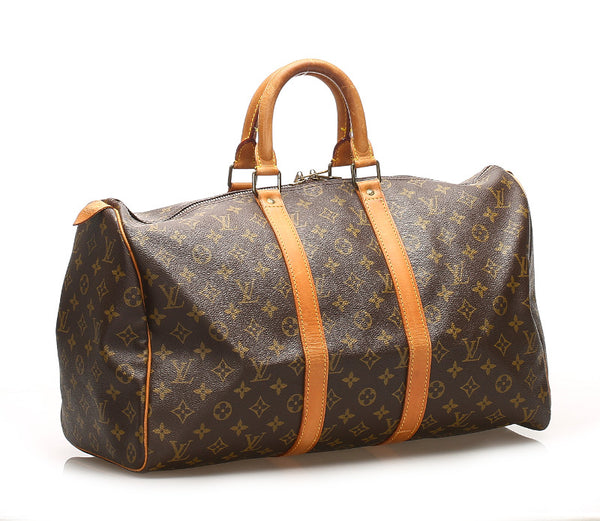 ルイ ヴィトン モノグラム キーポル 45 M41428 ブラウン 茶 PVC レザー ボストンバッグ ユニセックス LOUIS VUITTON 中古