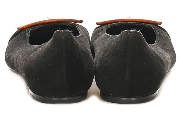 サルヴァトーレフェラガモ ブラック ブラウン スウェード バレエシューズ レディース Salvatore Ferragamo 【中古】