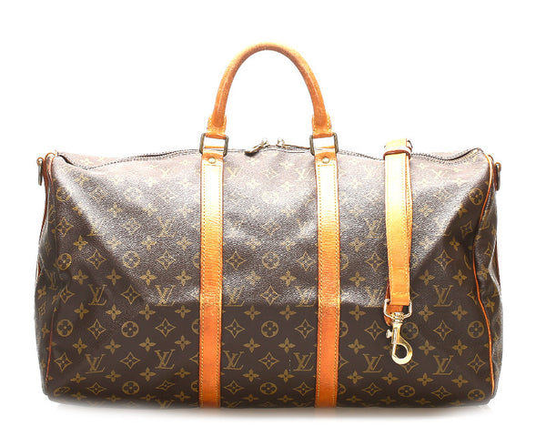 ルイ ヴィトン モノグラム キーポル バンドリエール 50 M41416 ブラウン 茶 PVC レザー ボストンバッグ ユニセックス LOUIS VUITTON 中古