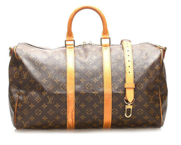 ルイ ヴィトン モノグラム キーポル バンドリエール45 M41418 ブラウン 茶 PVC レザー ボストンバッグ ユニセックス LOUIS VUITTON 中古
