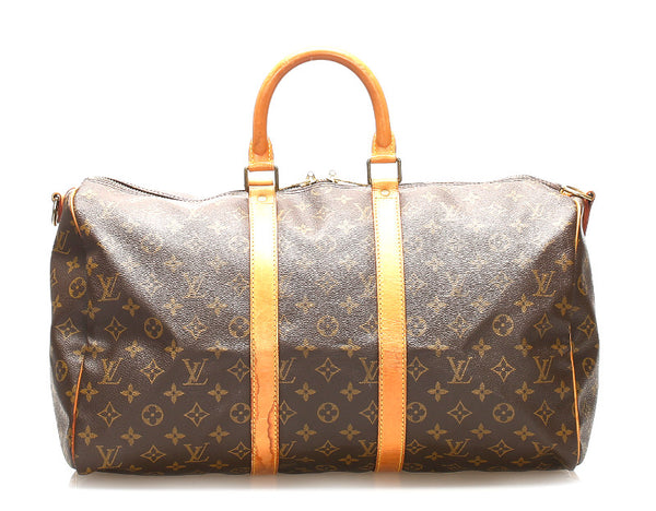 ルイ ヴィトン モノグラム キーポル バンドリエール45 M41418 ブラウン 茶 PVC レザー ボストンバッグ ユニセックス LOUIS VUITTON 中古