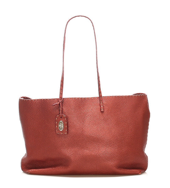 フェンディ レッド レザー トートバッグ ユニセックス FENDI 中古