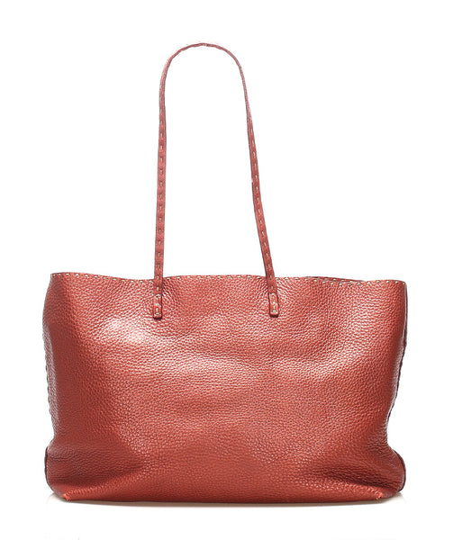 フェンディ レッド レザー トートバッグ ユニセックス FENDI 中古
