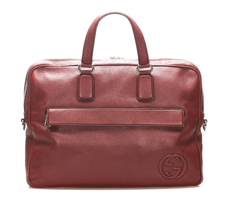 グッチ インターロッキングＧ 322057 ボルドー レザー ビジネスバッグ メンズ GUCCI 中古