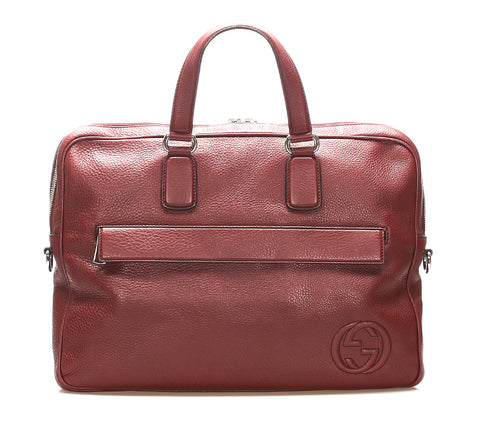 グッチ インターロッキングＧ 322057 ボルドー レザー ビジネスバッグ メンズ GUCCI 中古