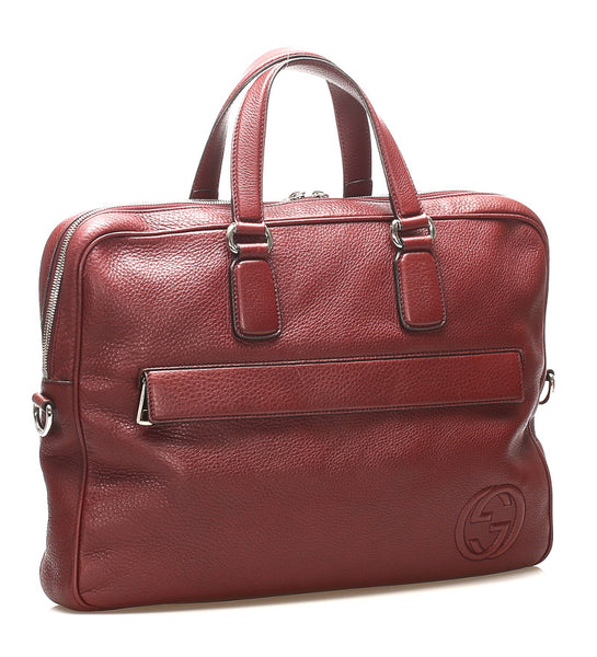 グッチ インターロッキングＧ 322057 ボルドー レザー ビジネスバッグ メンズ GUCCI 中古