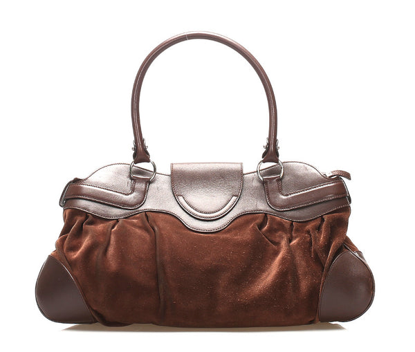 サルヴァトーレフェラガモ ガンチーニ BW-21 5370 ブラウン スウェード レザー ショルダーバッグ レディース Salvatore Ferragamo 中古