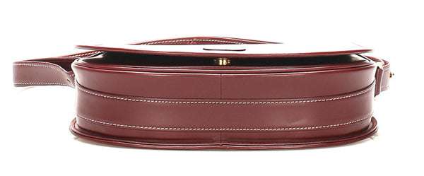 カルティエ マストライン ワインレッド レザー ショルダーバッグ レディース CARTIER 中古