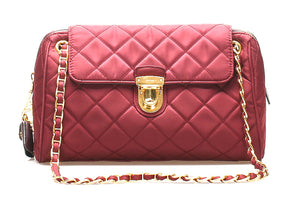 プラダ ワインレッド ナイロン レザー チェーン ショルダーバッグ レディース PRADA 中古