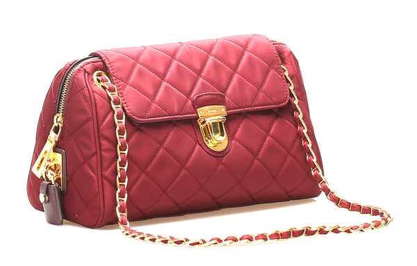 プラダ ワインレッド ナイロン レザー チェーン ショルダーバッグ レディース PRADA 中古