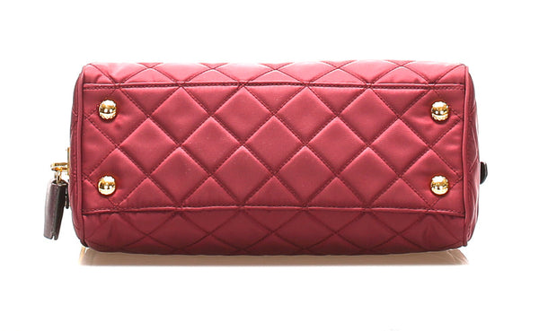 プラダ ワインレッド ナイロン レザー チェーン ショルダーバッグ レディース PRADA 中古