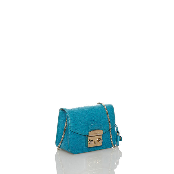 フルラ メトロポリス ブルー レザー チェーン ショルダーバッグ レディース Furla 【中古】