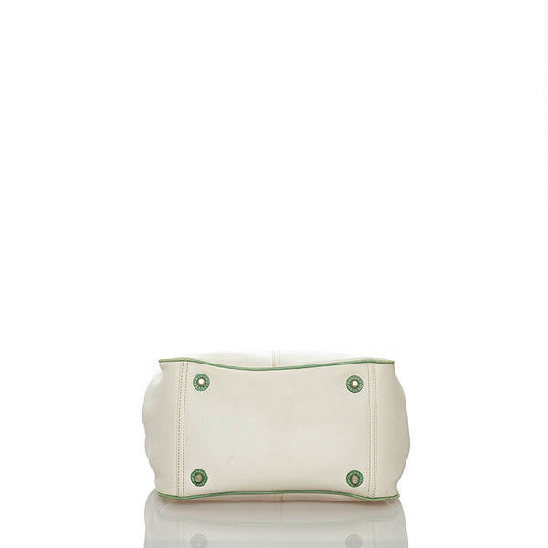 コーチ トートバッグ 7532 ホワイト グリーン レザー レディース COACH 【中古】