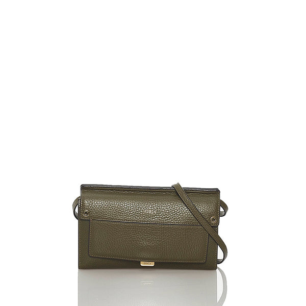 フルラ モスグリーン レザー ショルダーウォレット 斜め掛け レディース Furla 【中古】