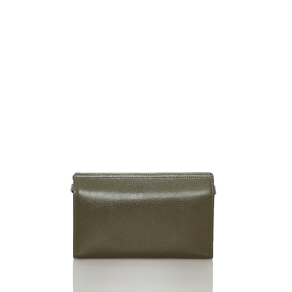 フルラ モスグリーン レザー ショルダーウォレット 斜め掛け レディース Furla 【中古】