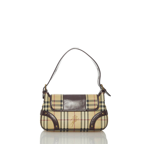 バーバリー ノバチェック ベージュ ブラウン PVC レザー ショルダーバッグ レディース BURBERRY 【中古】