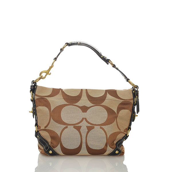 コーチ ショルダーバッグ ブラウン キャンバス レザー レディース COACH 【中古】