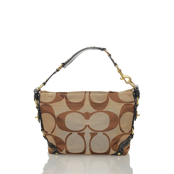 コーチ ショルダーバッグ ブラウン キャンバス レザー レディース COACH 【中古】