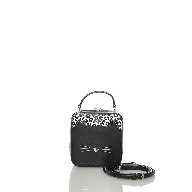 ケイトスペード キャット ブラック レザー ハンドバッグ ショルダーバッグ 2WAY レディース Kate Spade 【中古】