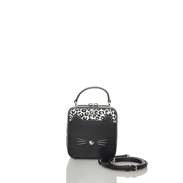 ケイトスペード キャット ブラック レザー ハンドバッグ ショルダーバッグ 2WAY レディース Kate Spade 【中古】