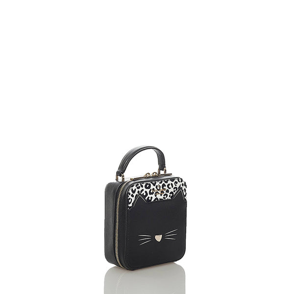 ケイトスペード キャット ブラック レザー ハンドバッグ ショルダーバッグ 2WAY レディース Kate Spade 【中古】