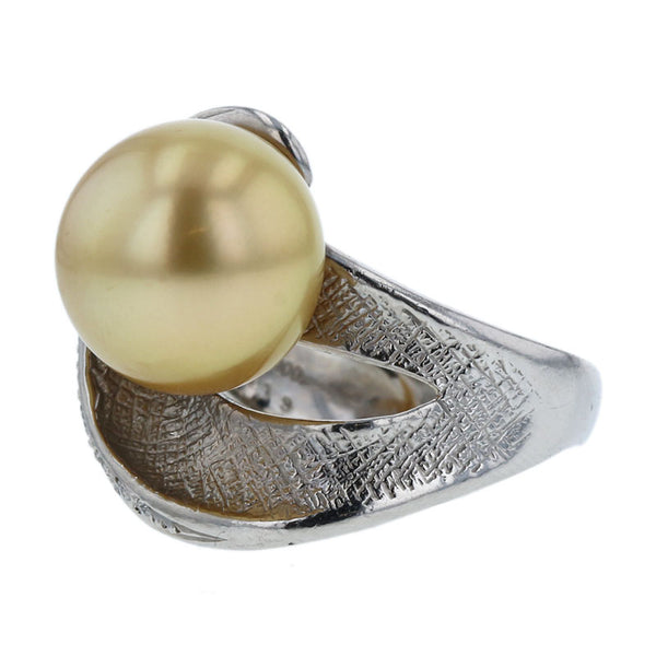 Pt900 プラチナ 白蝶パール12.5mm ダイヤ0.13ct リング 指輪 レディース 13号 【中古】