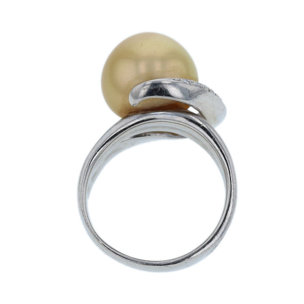 Pt900 プラチナ 白蝶パール12.5mm ダイヤ0.13ct リング 指輪 レディース 13号 【中古】