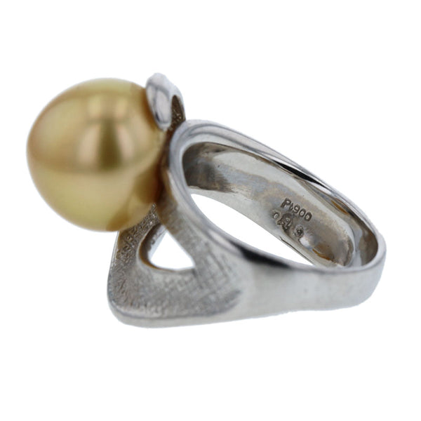Pt900 プラチナ 白蝶パール12.5mm ダイヤ0.13ct リング 指輪 レディース 13号 【中古】