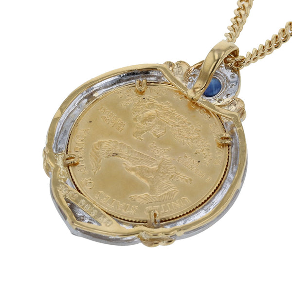 K22 ゴールド K18YG イエローゴールド サファイア0.53ct ダイヤ0.18ct ネックレス レディース 【中古】