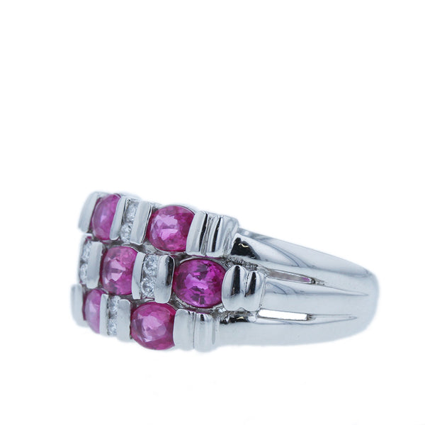 Pt900 プラチナ ルビー ダイヤ0.10ct リング 指輪 レディース 11号 【中古】